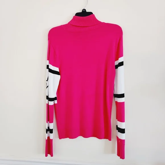 🏷Antonio Melani Apres Motif Sweater Bright Pink, Long-sleeve Turtleneck - Picture 2 of 2